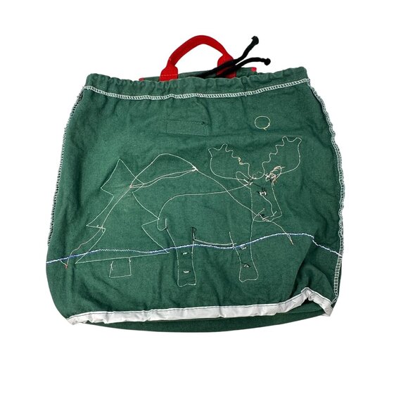 Stephen Joseph Kids Backpack Canvas Felt Moose Nature Green Yellow Red Straps - Picture 8 of 15